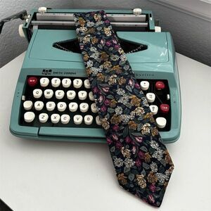 Lands End Men's Floral Tie Multicolor Wedding Business Party